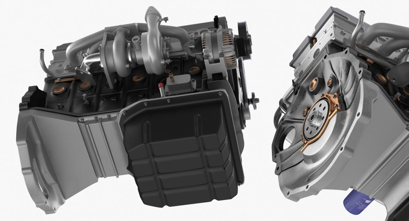 3D Inline 6 Cylinder Car Engine model