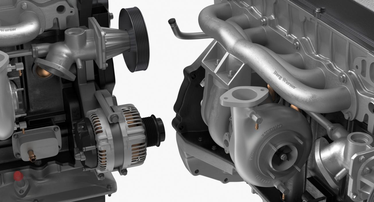 3D Inline 6 Cylinder Car Engine model