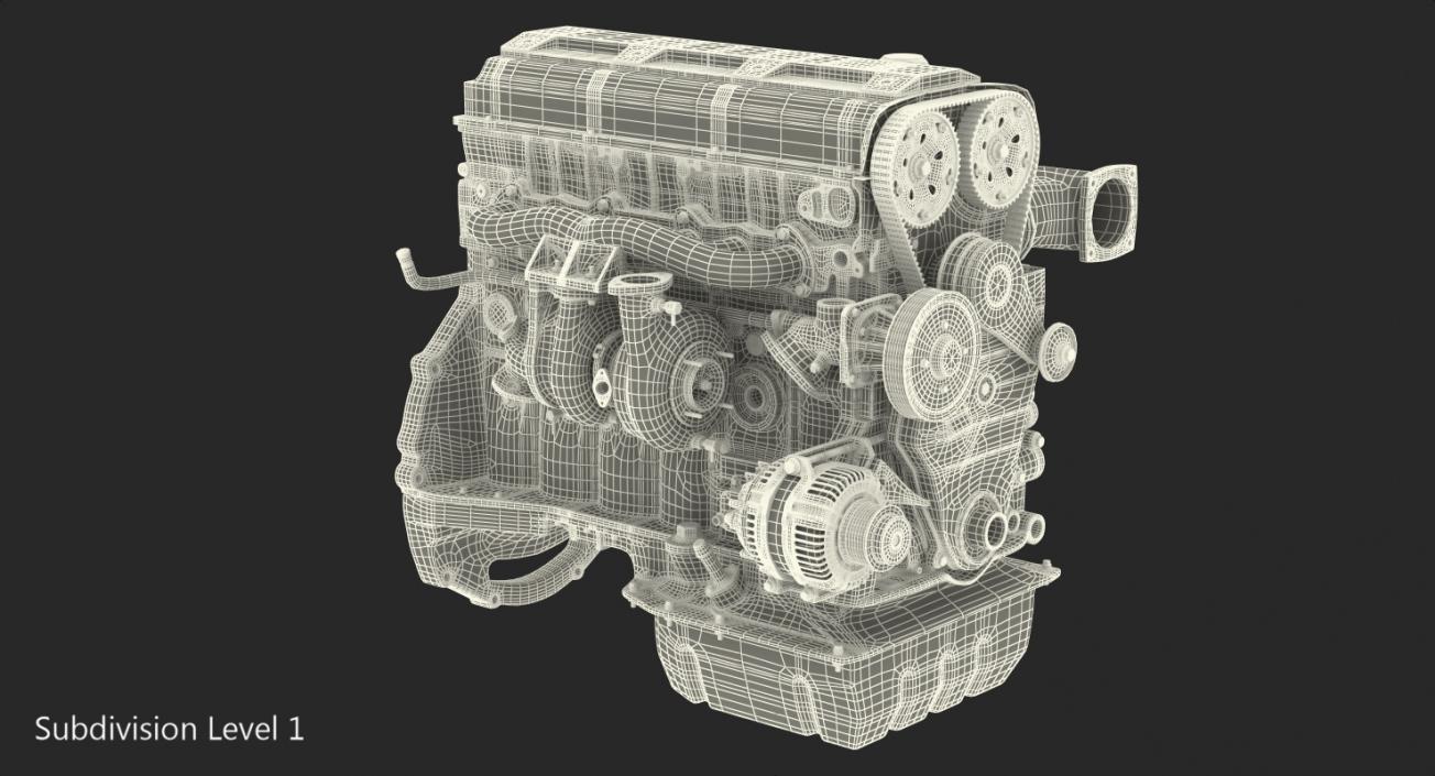 3D Inline 6 Cylinder Car Engine model