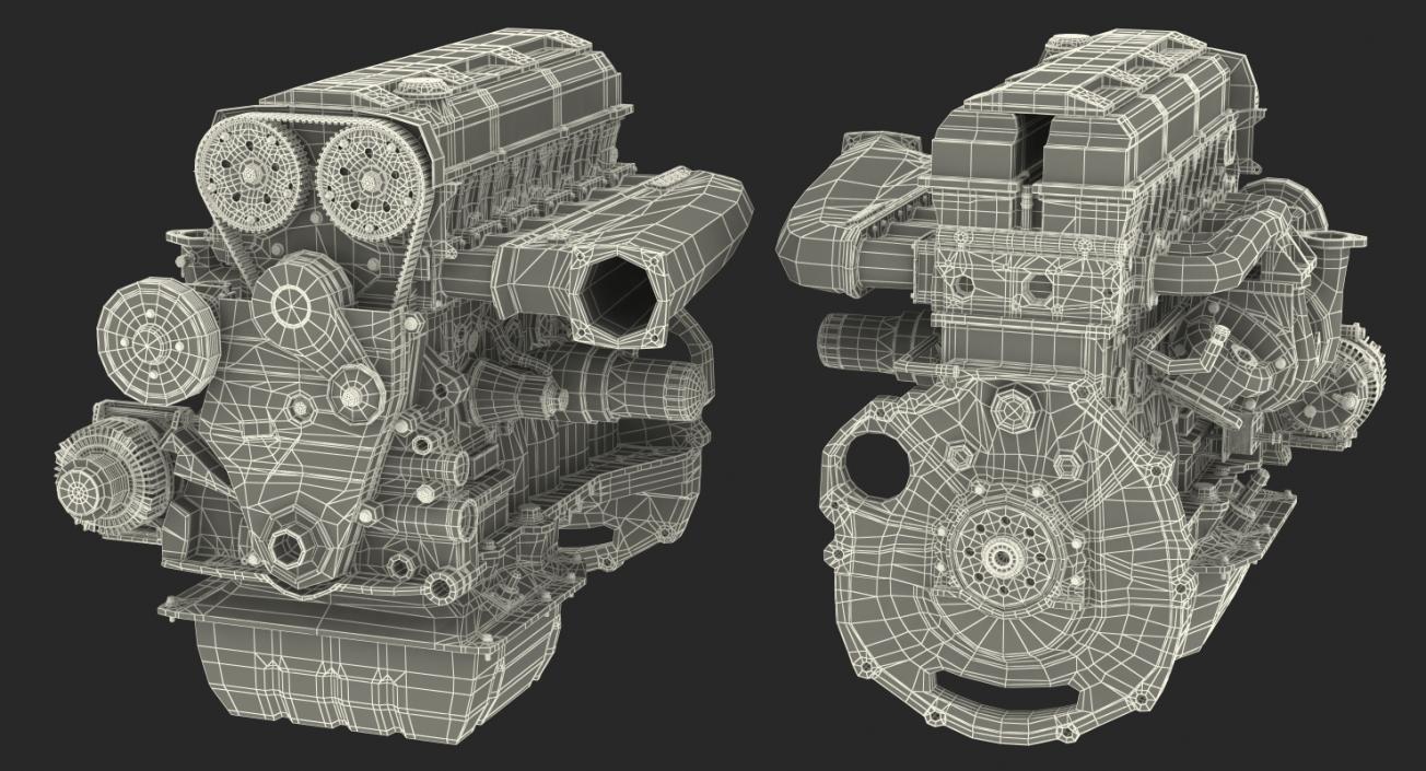 3D Inline 6 Cylinder Car Engine model