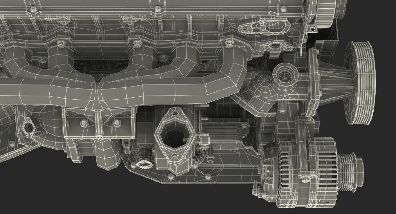 3D Inline 6 Cylinder Car Engine model