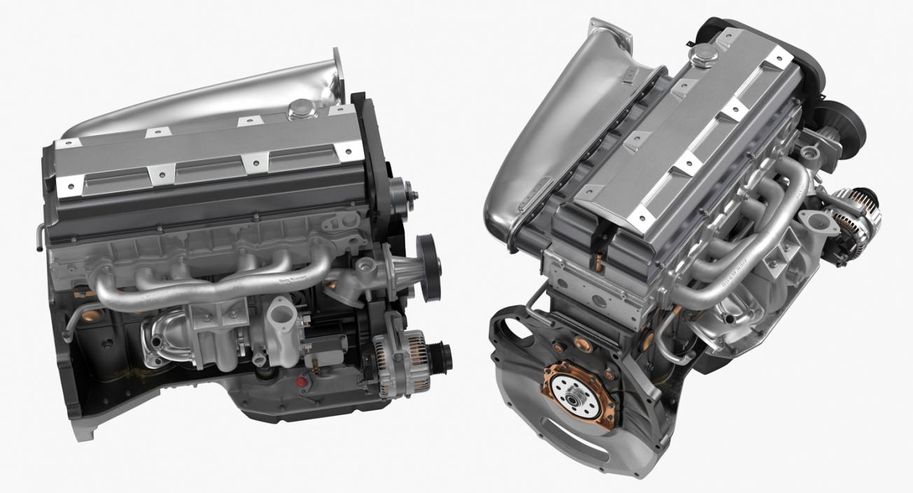 3D Inline 6 Cylinder Car Engine model