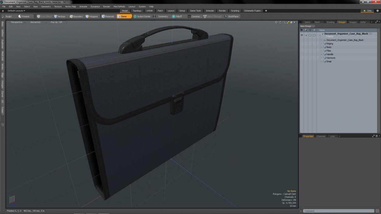 3D Document Organizer Case Bag Black model