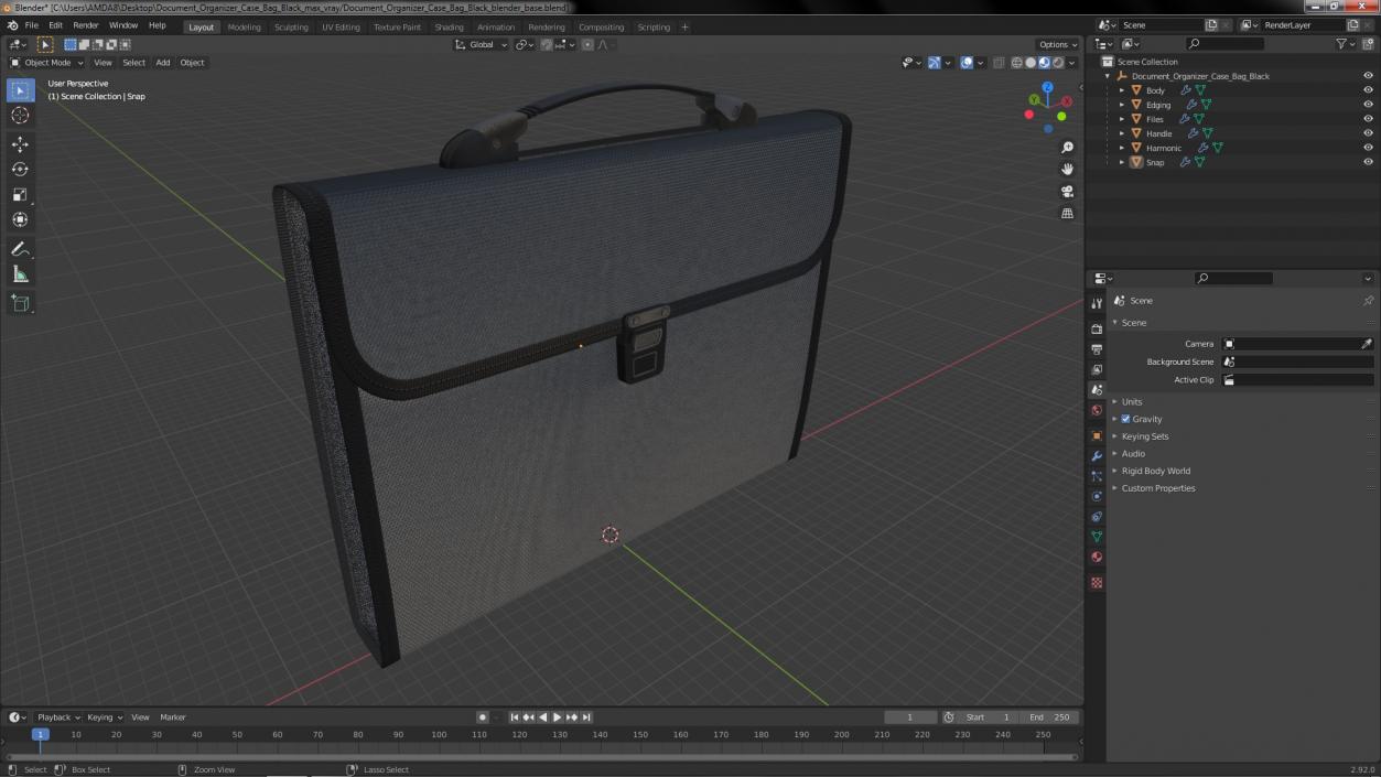 3D Document Organizer Case Bag Black model