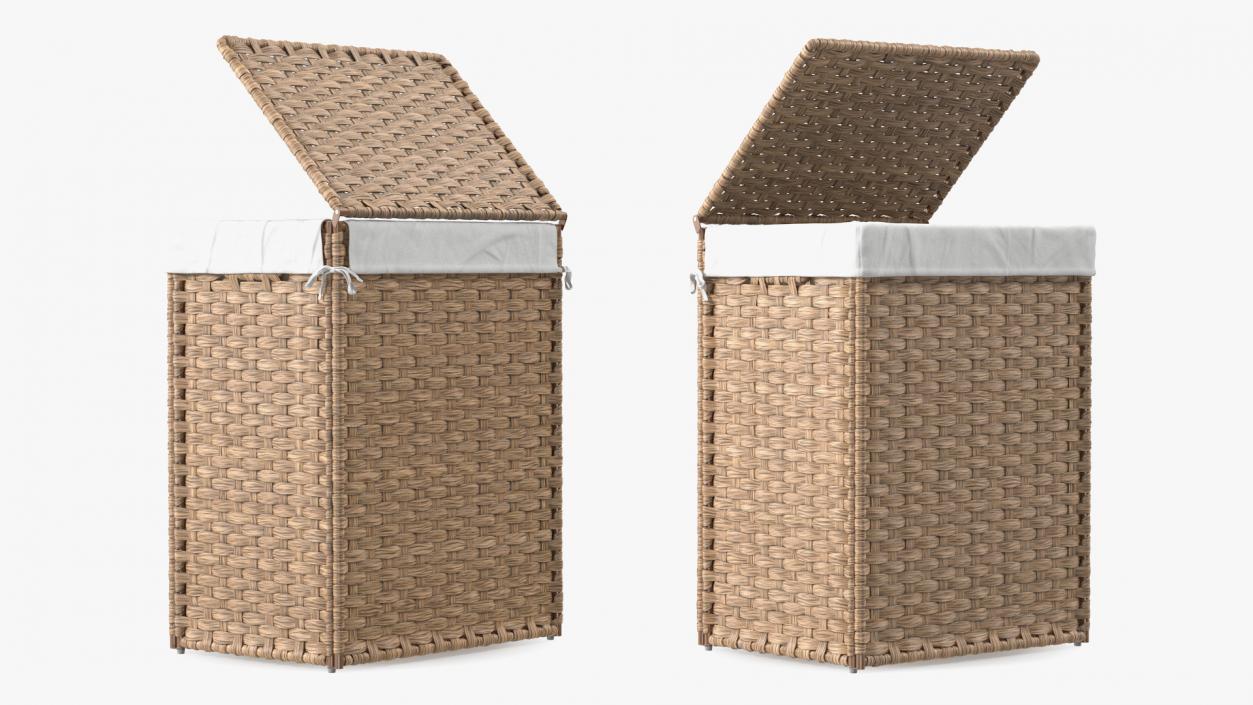 3D model Rattique Laundry Hamper with Liner Beige