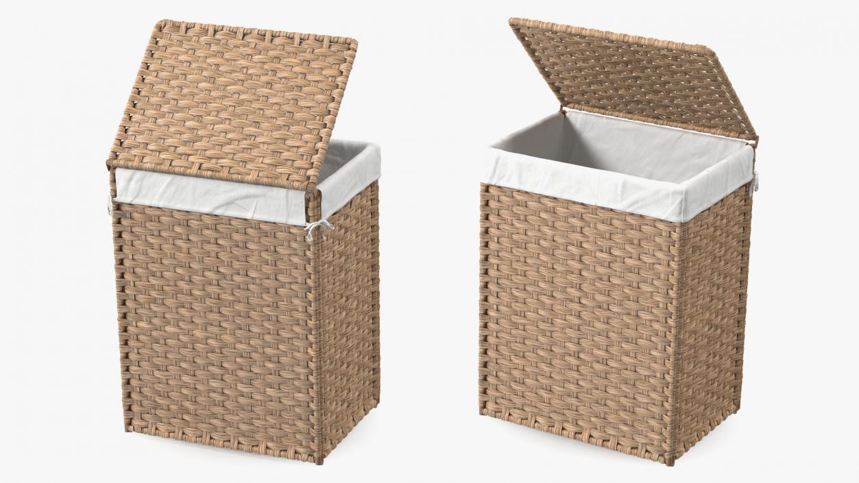 3D model Rattique Laundry Hamper with Liner Beige