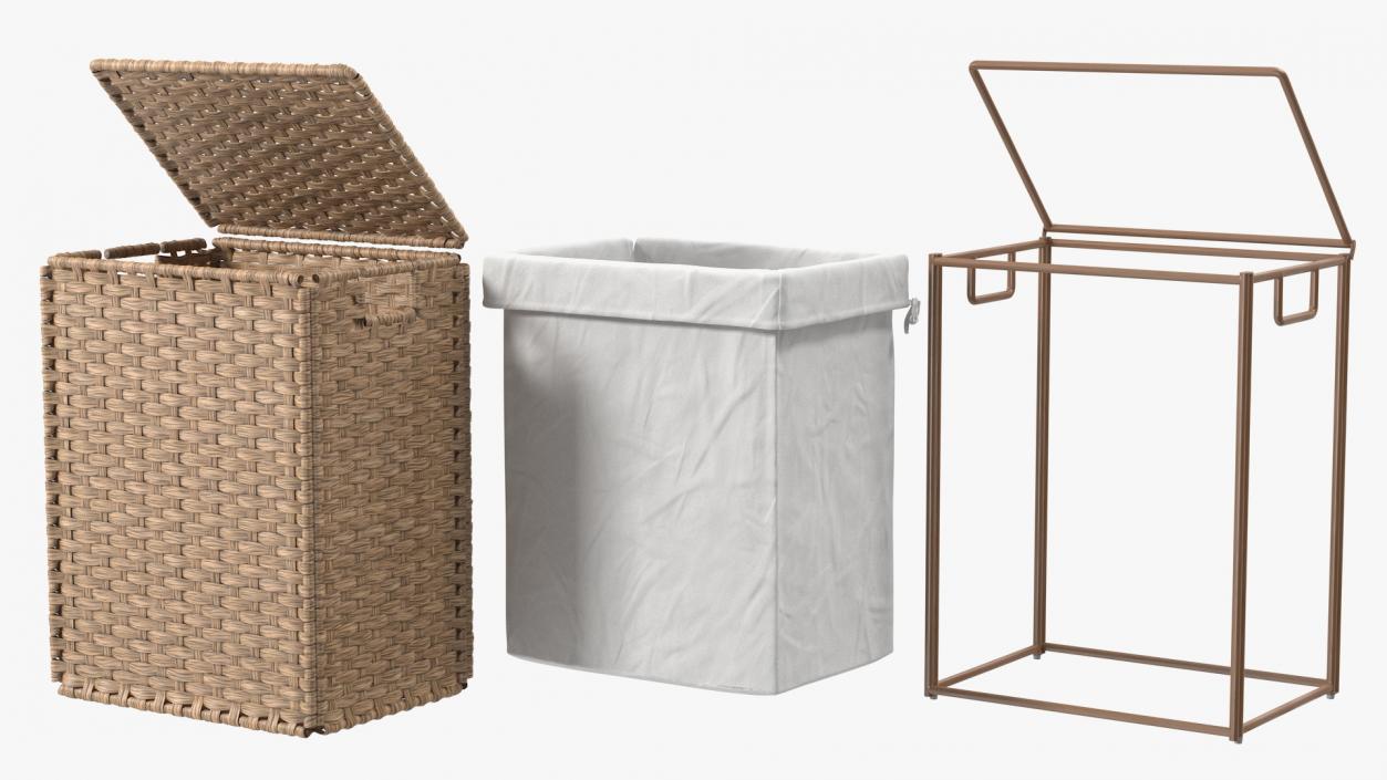 3D model Rattique Laundry Hamper with Liner Beige