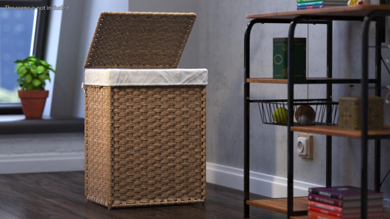 3D model Rattique Laundry Hamper with Liner Beige