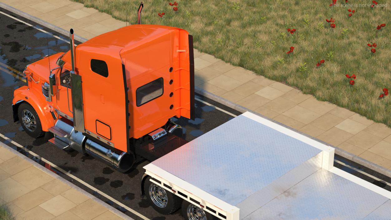 Freightliner Truck With Extendable Trailer 3D