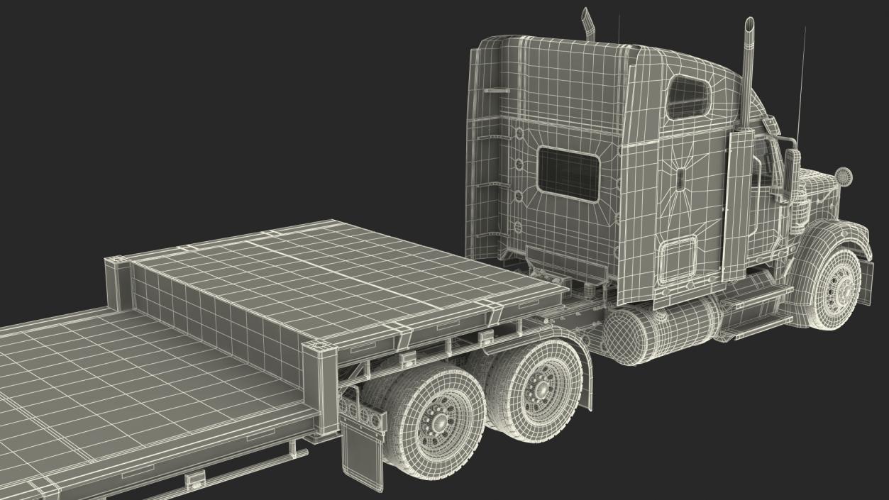 Freightliner Truck With Extendable Trailer 3D