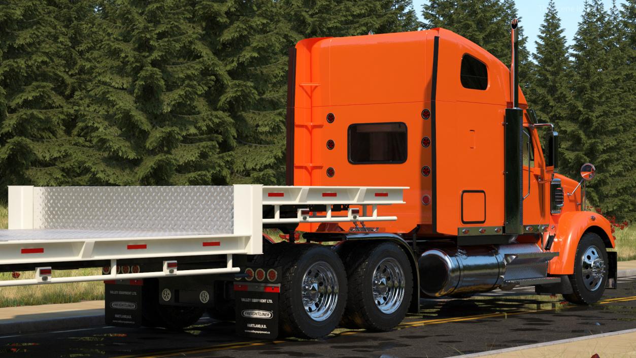 Freightliner Truck With Extendable Trailer 3D