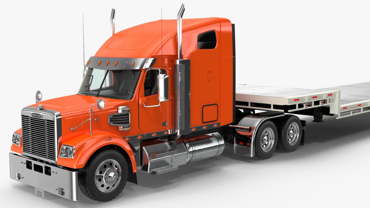 Freightliner Truck With Extendable Trailer 3D