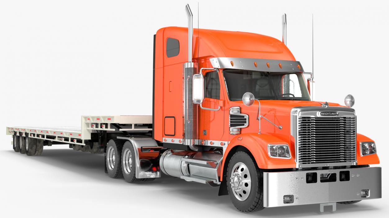 Freightliner Truck With Extendable Trailer 3D