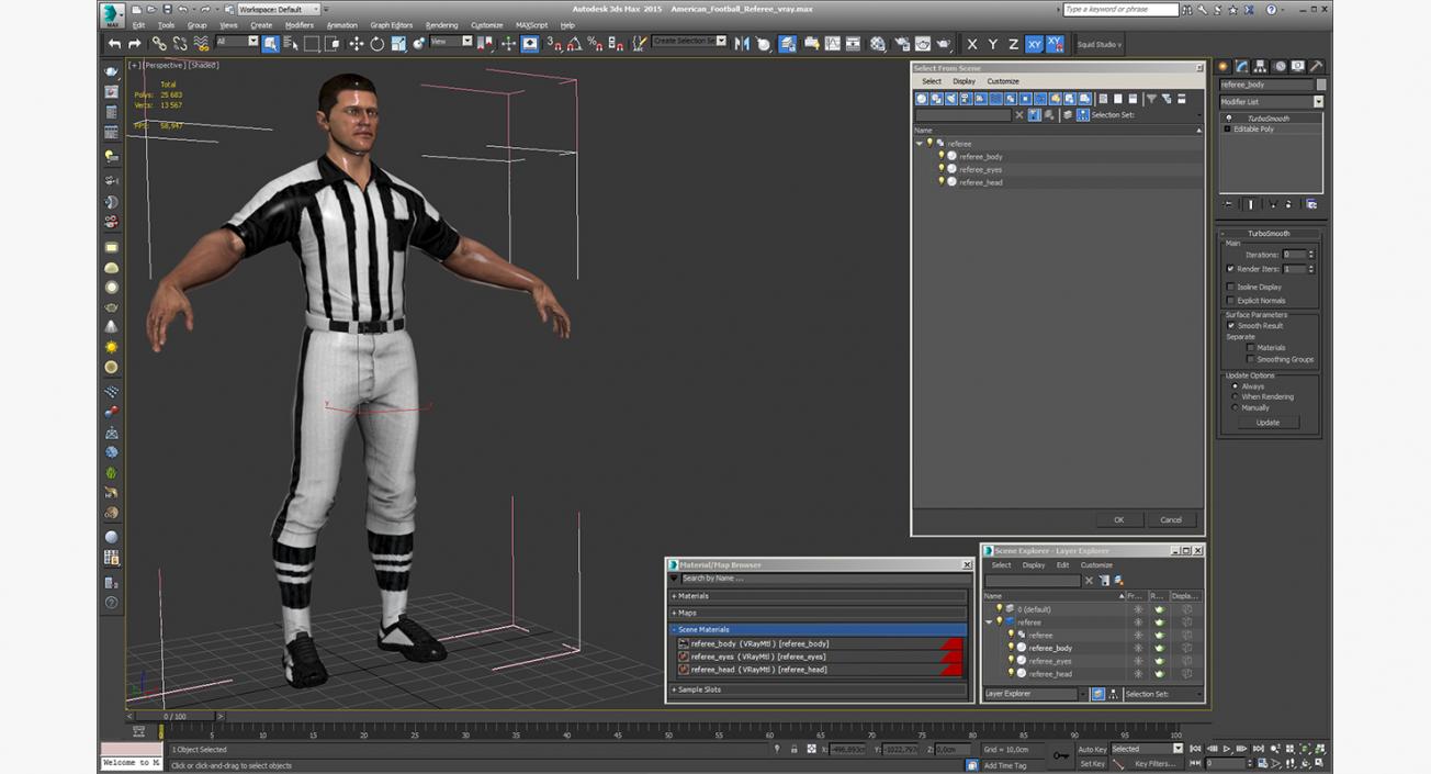 3D model American Football Referee