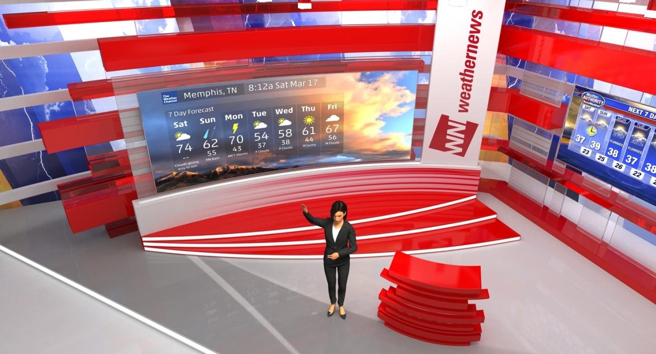 TV Presenter of Weather Forecast Rigged 3D model