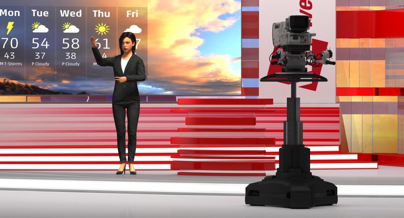 TV Presenter of Weather Forecast Rigged 3D model