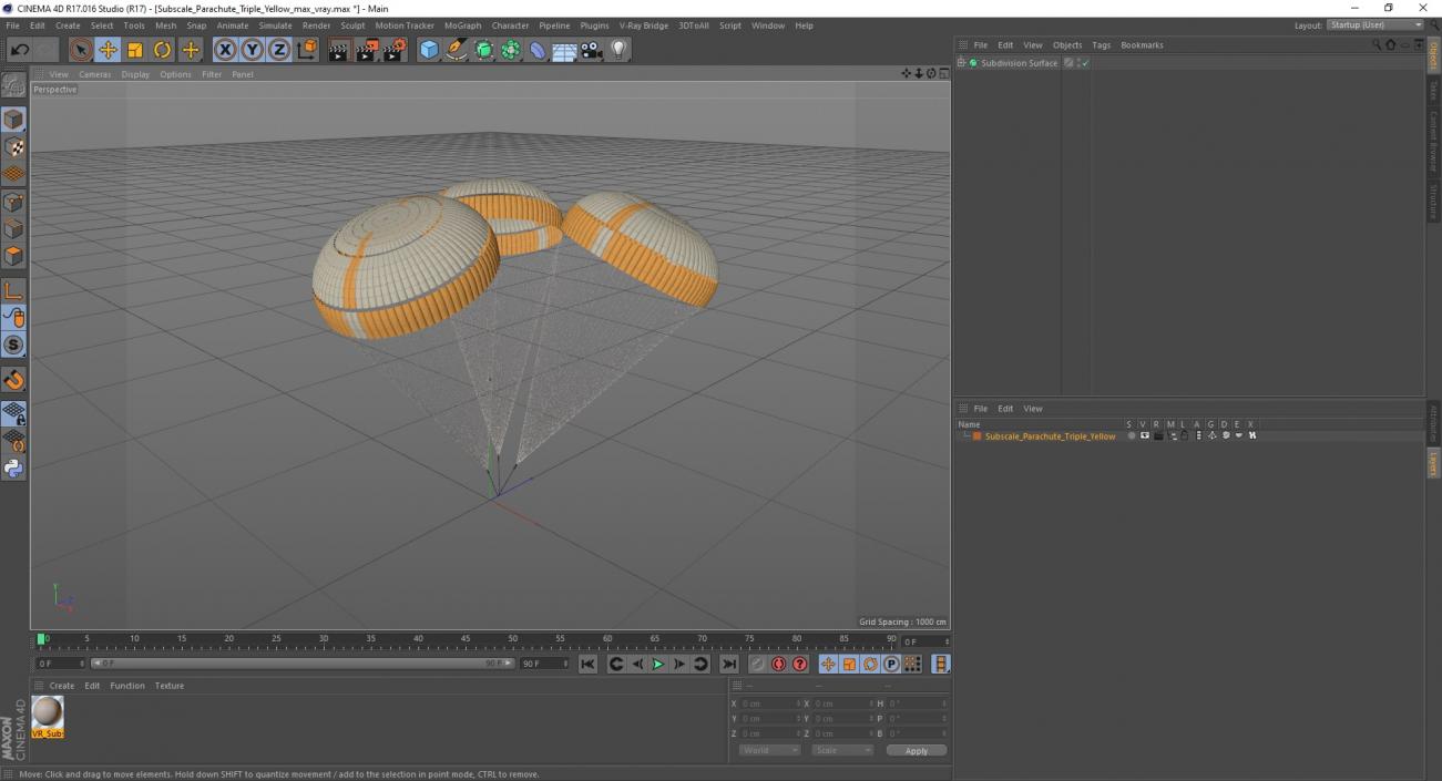 Subscale Parachute Triple Yellow 2 3D model