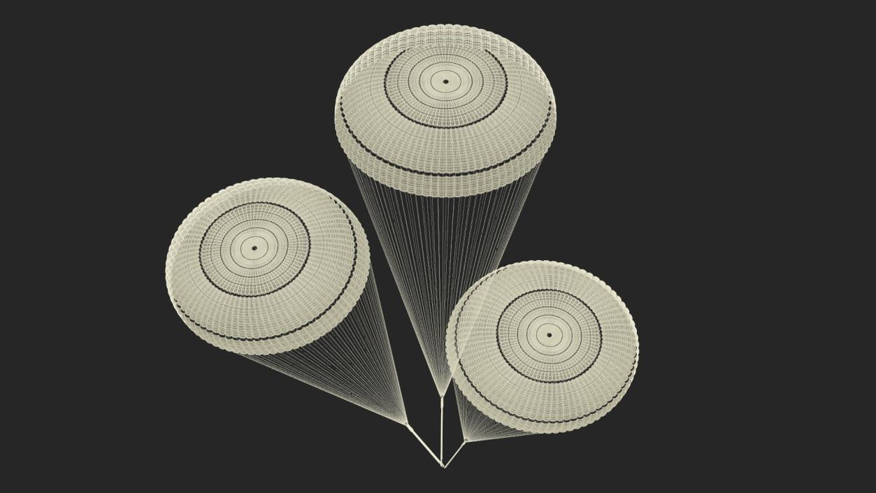 Subscale Parachute Triple Yellow 2 3D model