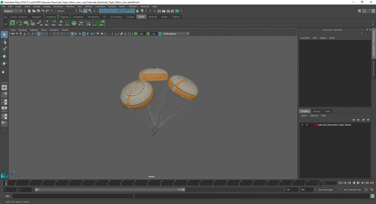 Subscale Parachute Triple Yellow 2 3D model