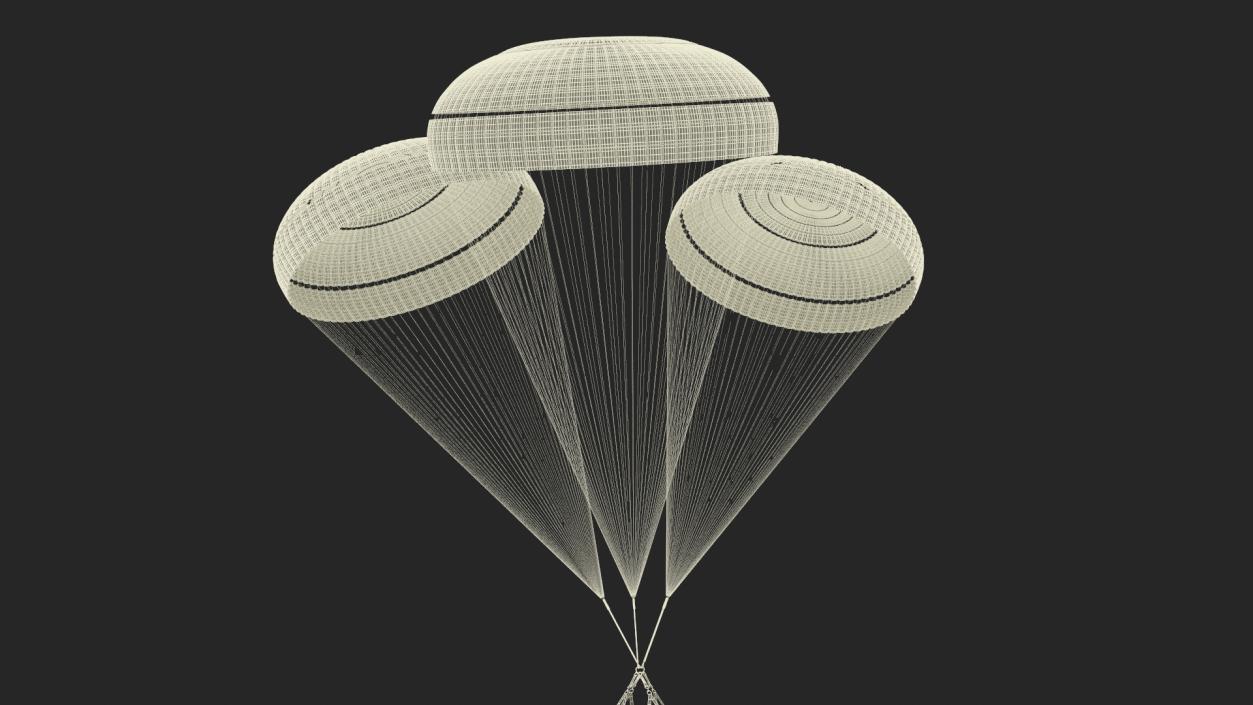 Subscale Parachute Triple Yellow 2 3D model