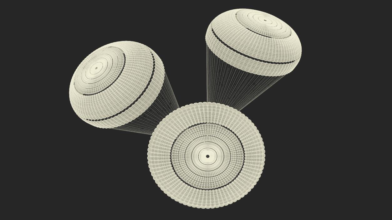 Subscale Parachute Triple Yellow 2 3D model