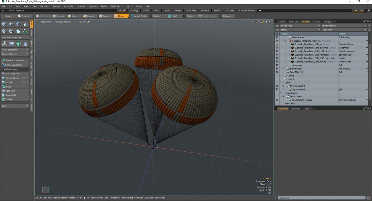 Subscale Parachute Triple Yellow 2 3D model