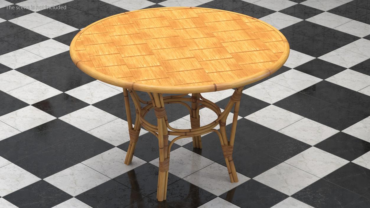 3D model Bamboo Dining Table with Chairs Set