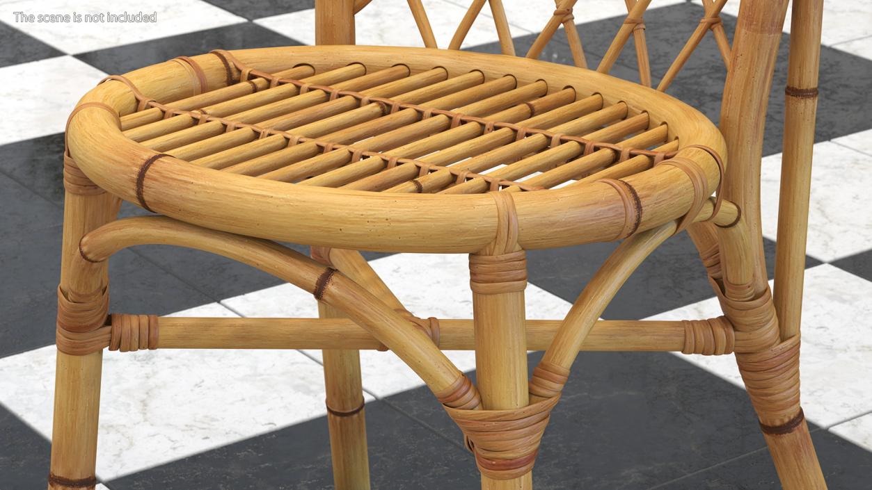 3D model Bamboo Dining Table with Chairs Set