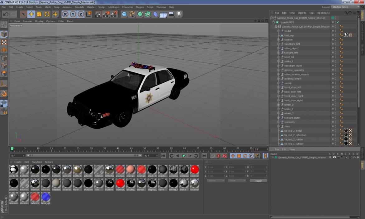 3D model Generic Police Car LVMPD Simple Interior