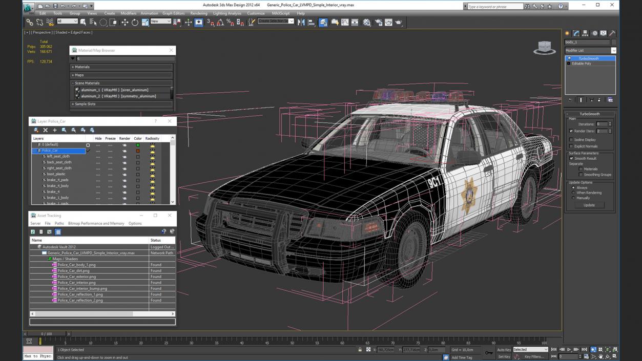 3D model Generic Police Car LVMPD Simple Interior