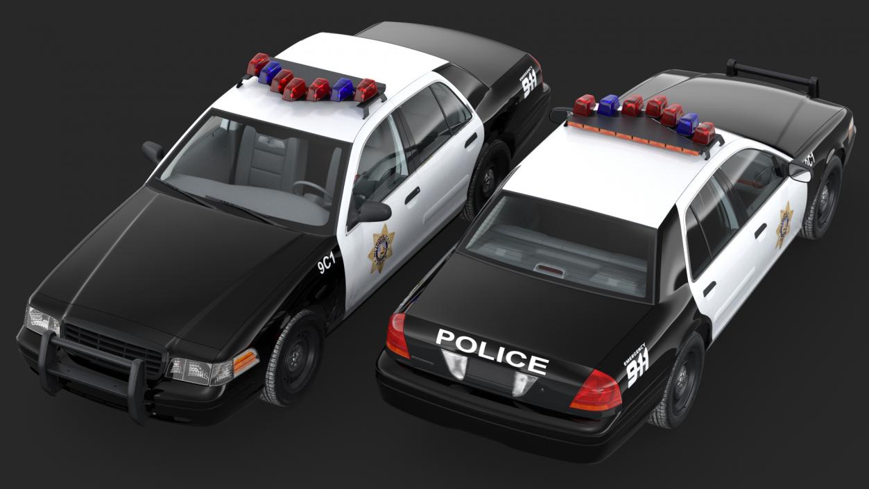 3D model Generic Police Car LVMPD Simple Interior