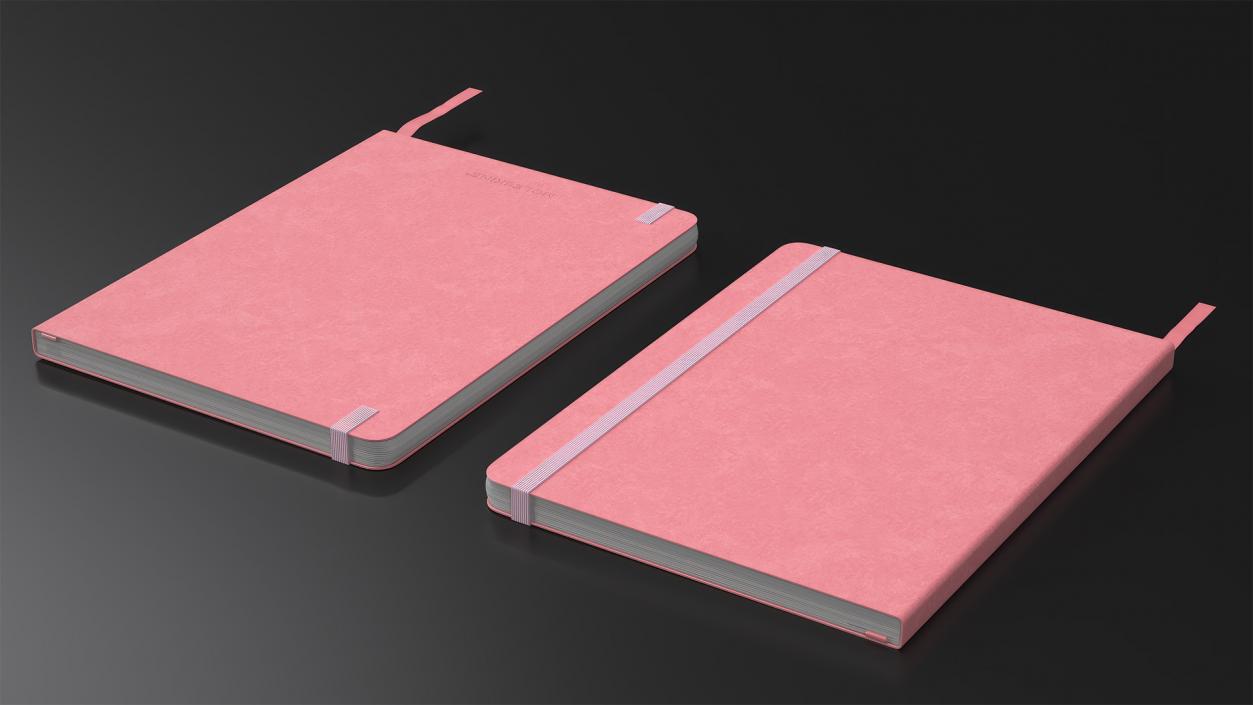 3D model Stationary Notebook with Bookmark Pink 2