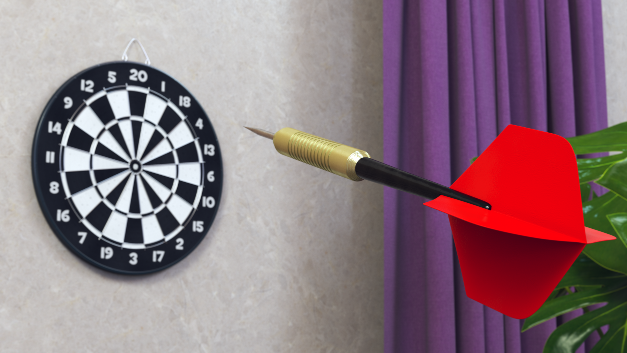 Classic Dartboard with Single Dart 3D model