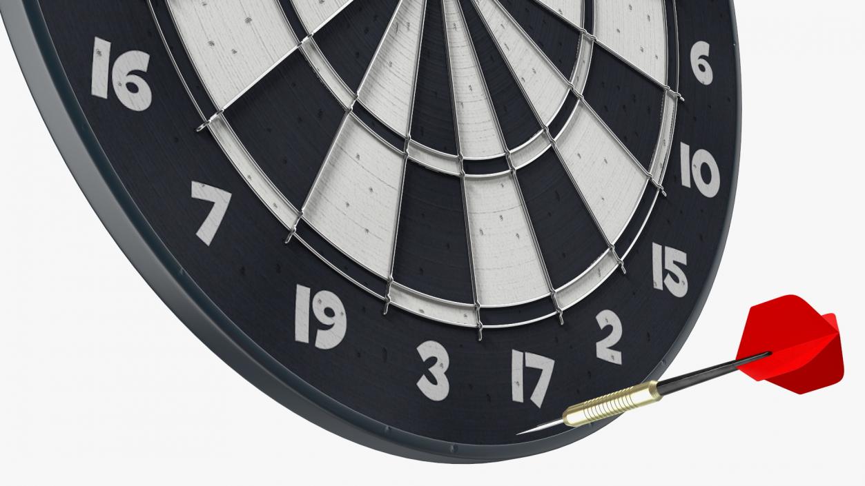 Classic Dartboard with Single Dart 3D model