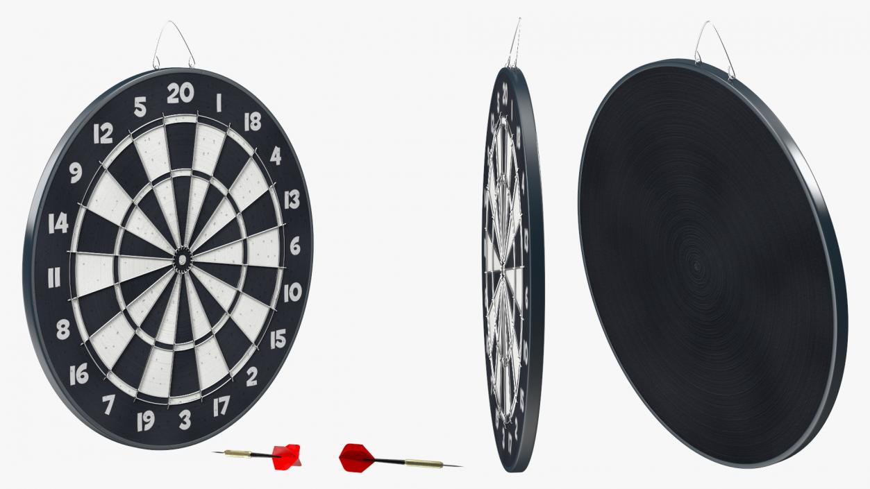 Classic Dartboard with Single Dart 3D model