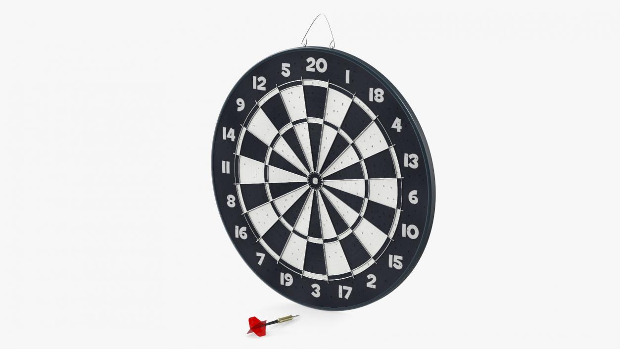 Classic Dartboard with Single Dart 3D model