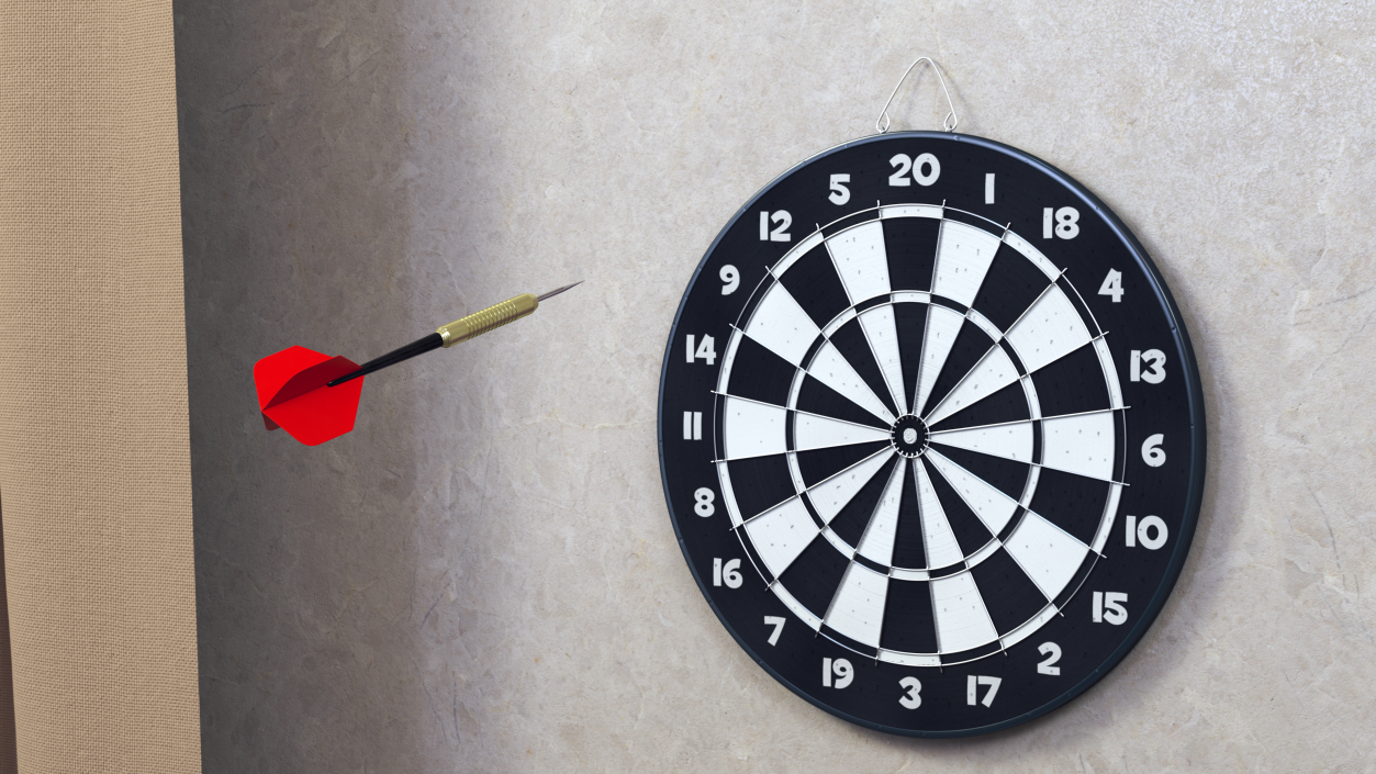 Classic Dartboard with Single Dart 3D model