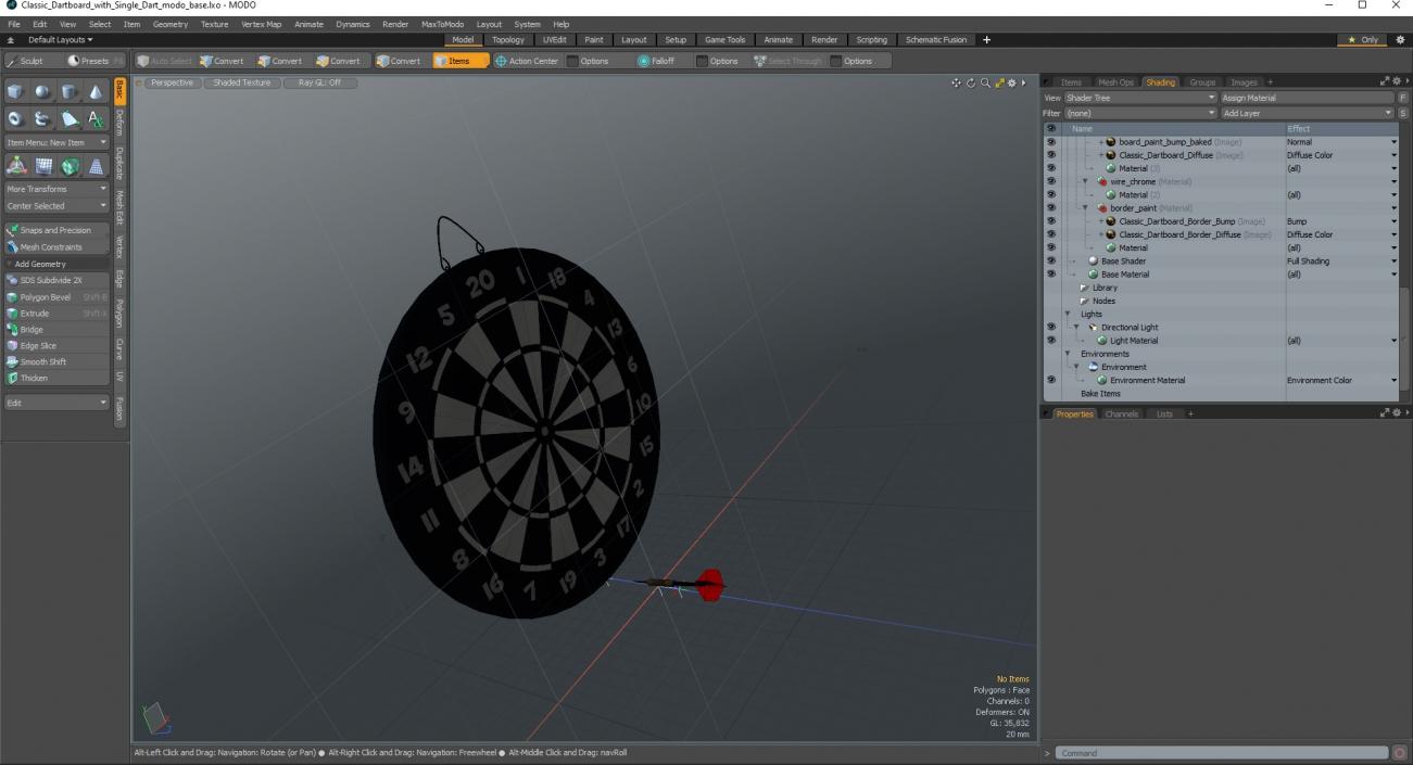 Classic Dartboard with Single Dart 3D model