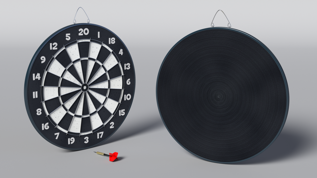 Classic Dartboard with Single Dart 3D model