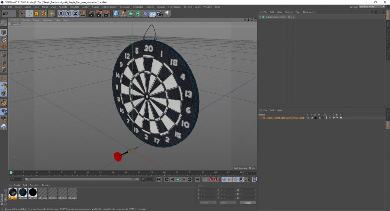 Classic Dartboard with Single Dart 3D model