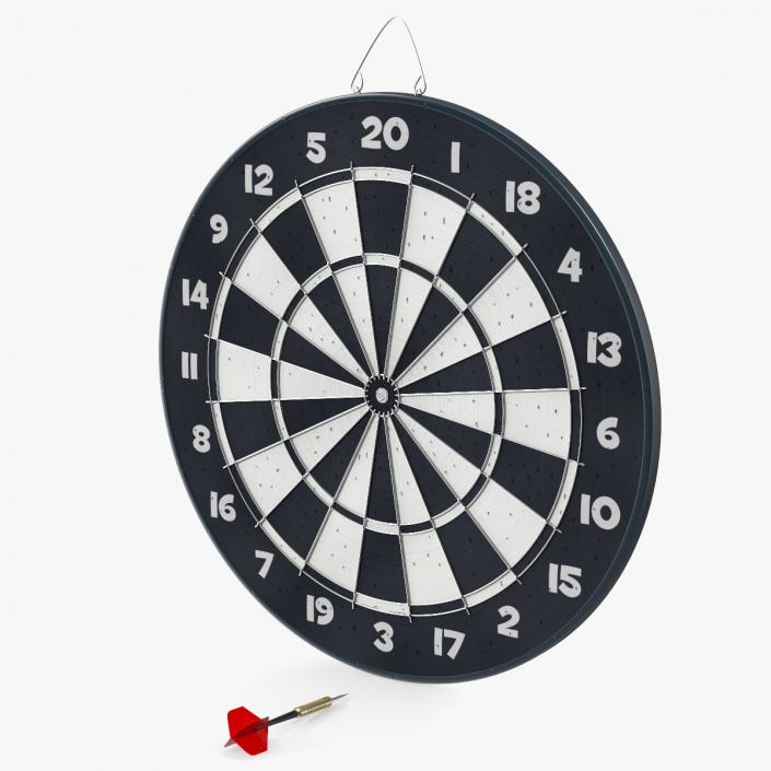 Classic Dartboard with Single Dart 3D model