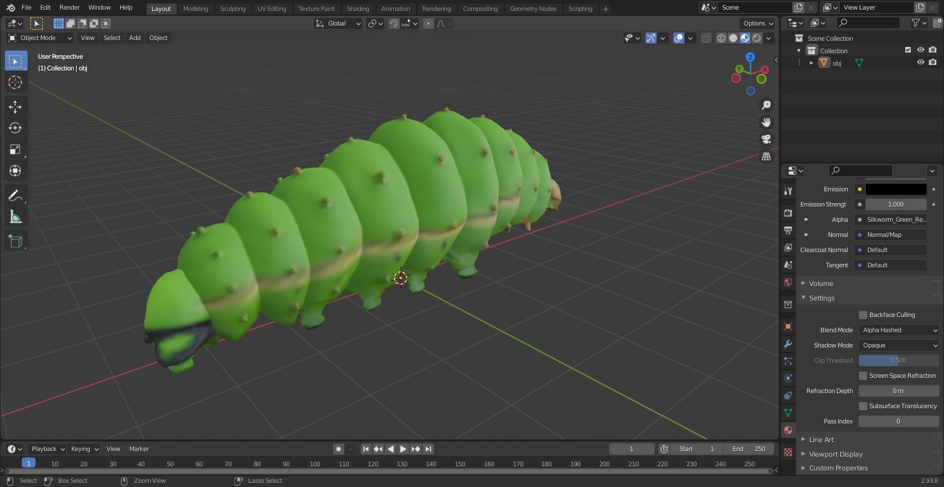 Silkworm Green 3D model