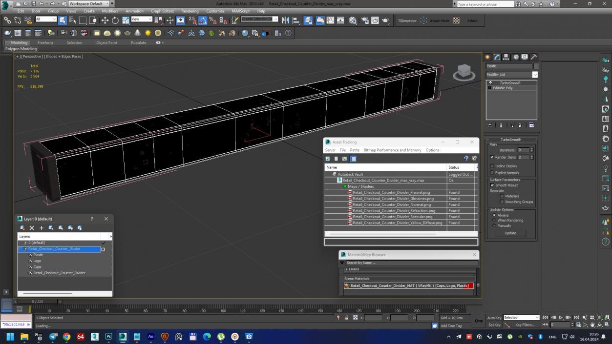 3D Retail Checkout Counter Divider