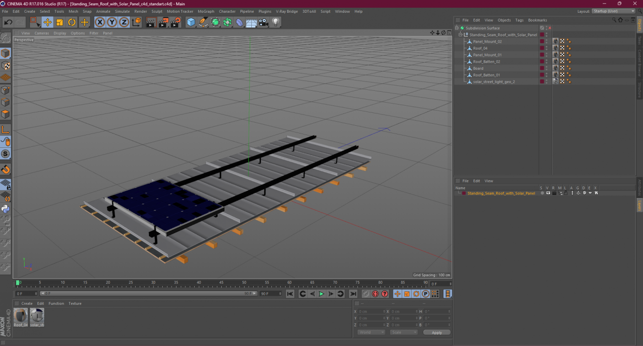 Standing Seam Roof with Solar Panel 2 3D