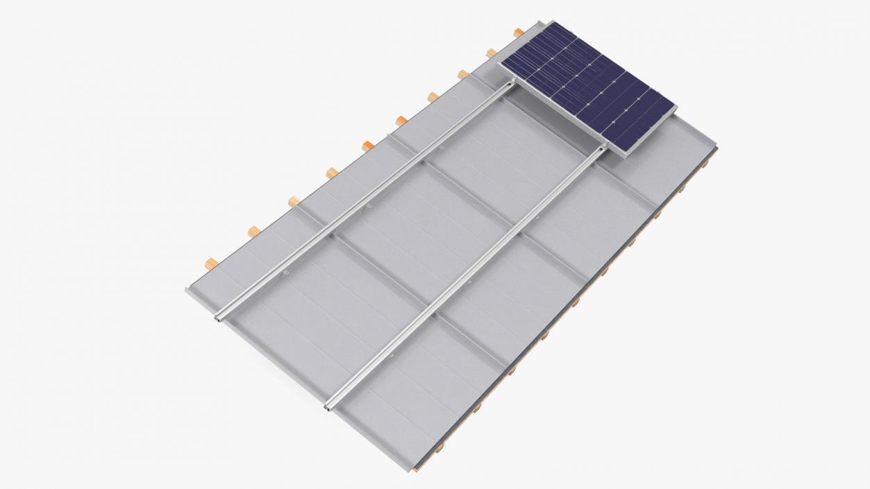 Standing Seam Roof with Solar Panel 2 3D