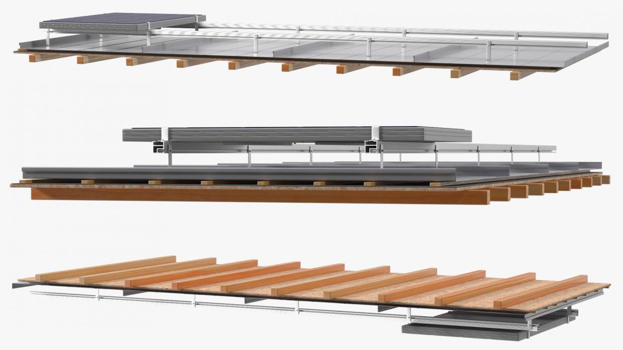 Standing Seam Roof with Solar Panel 2 3D