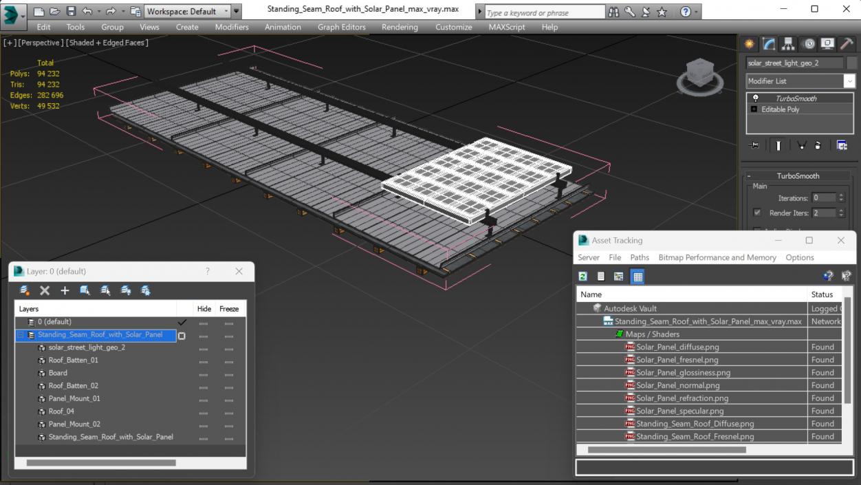 Standing Seam Roof with Solar Panel 2 3D