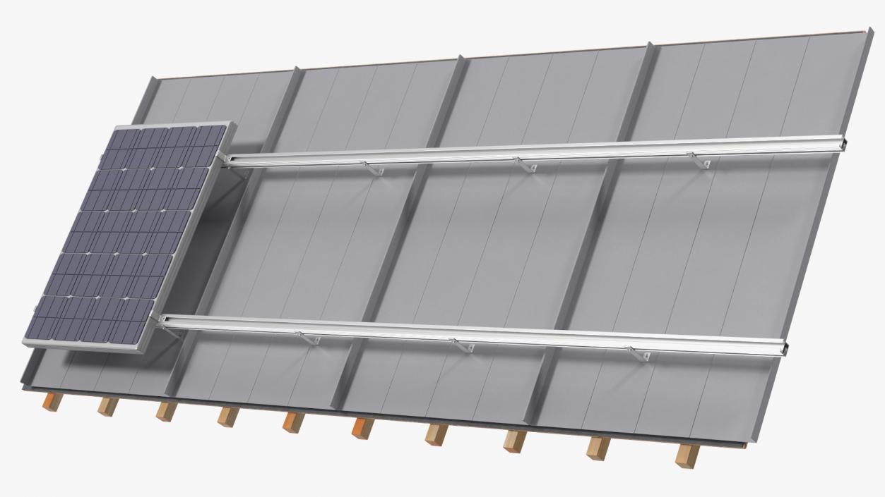 Standing Seam Roof with Solar Panel 2 3D