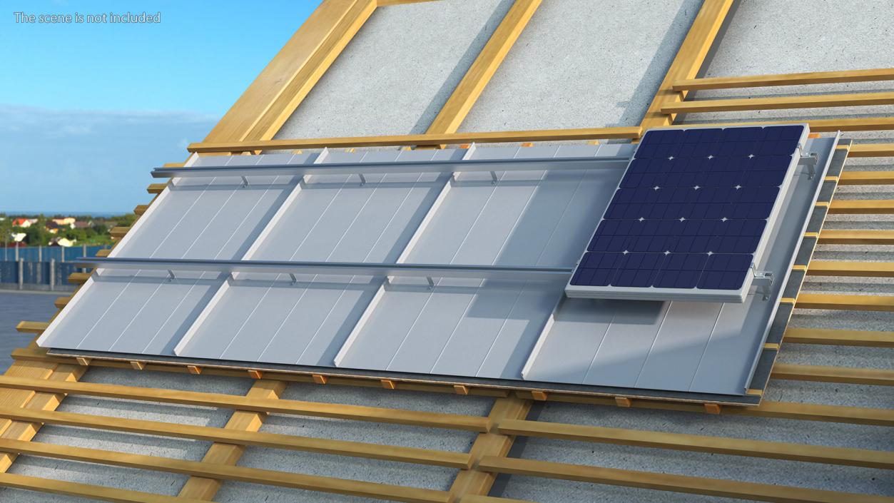 Standing Seam Roof with Solar Panel 2 3D