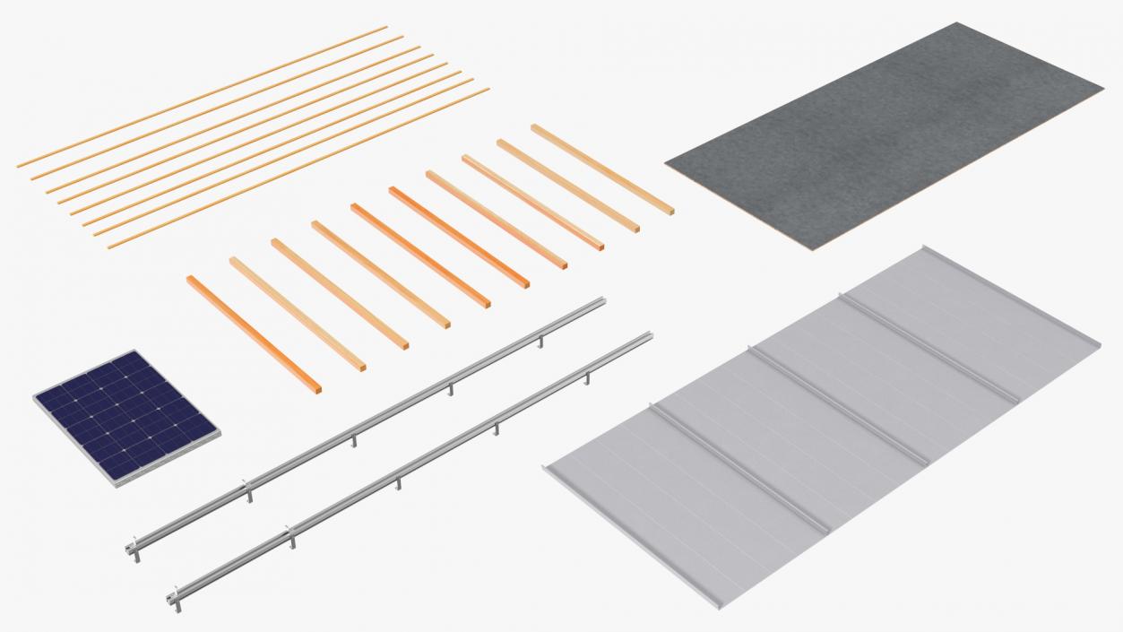 Standing Seam Roof with Solar Panel 2 3D